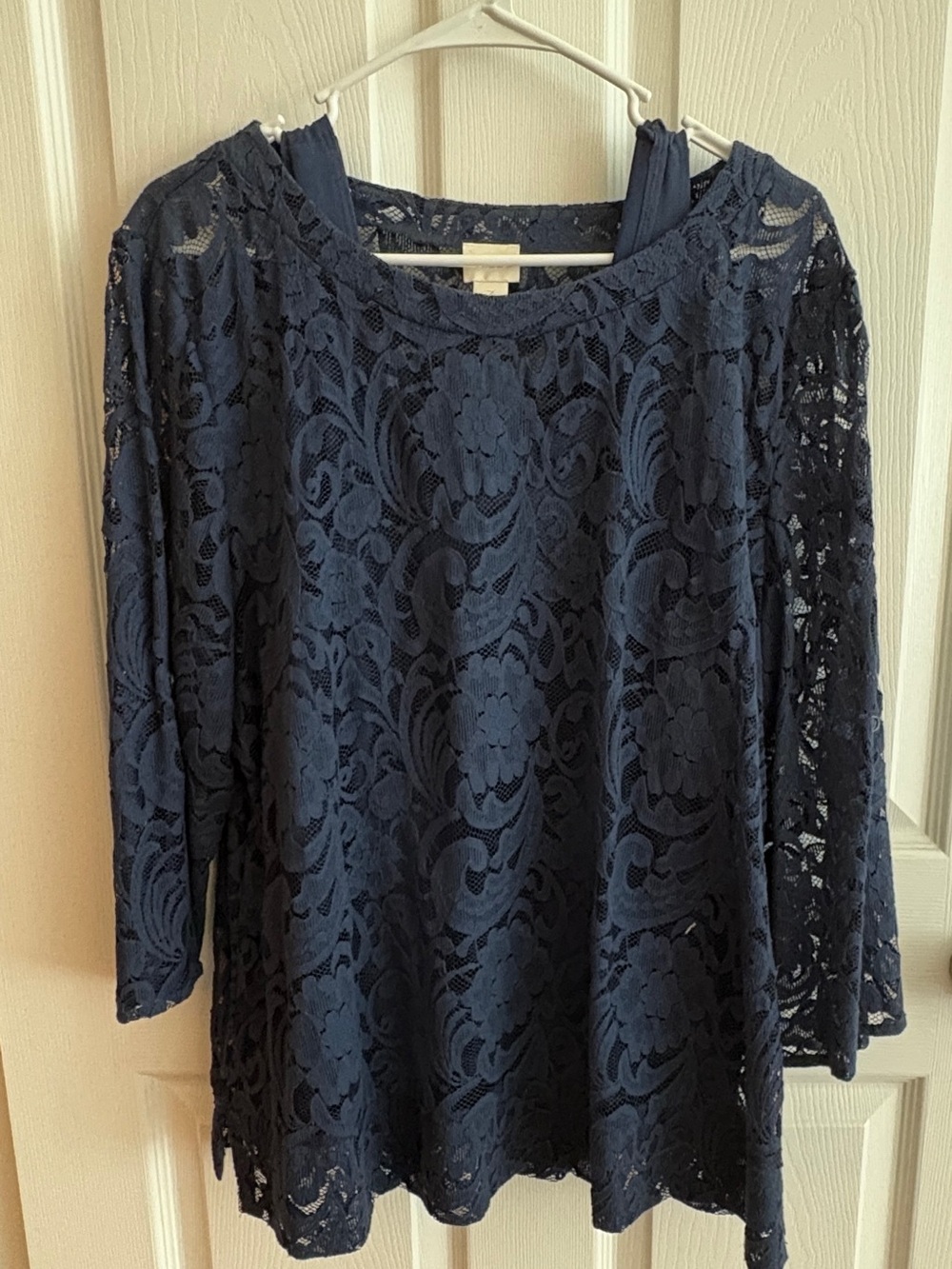 Chico's Navy Floral Lace Tunic Top